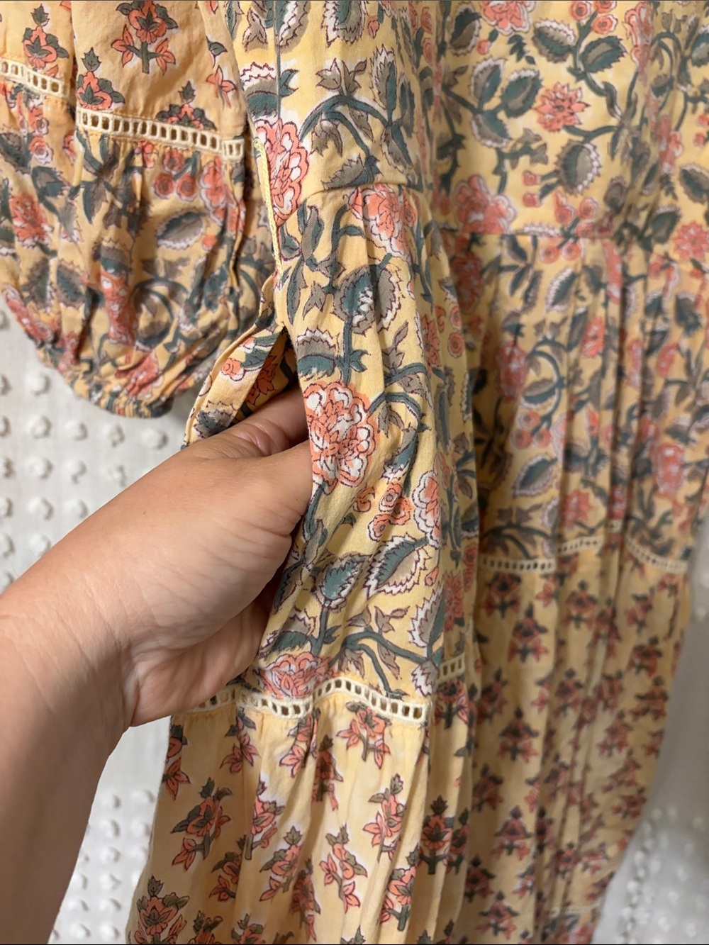 eshakti Wayward Fancies yellow and pink floral tiered Maxi Dress - Picture 7 of 8
